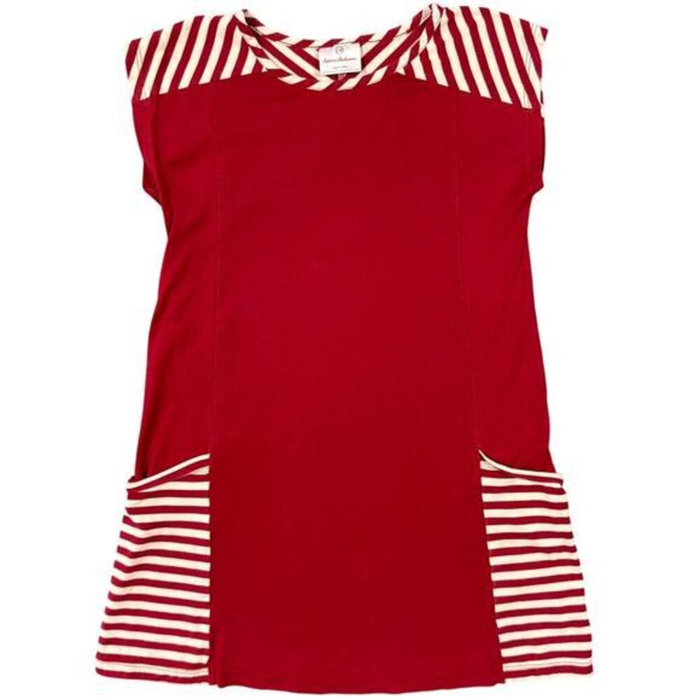 HANNA ANDERSSON Girls Red Cotton Sleeveless Dress W Pockets Size 130 cm US8
